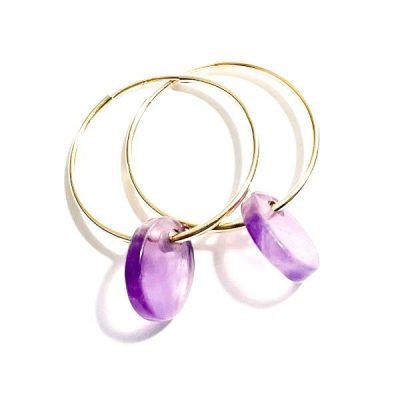 golden earrings purple gemstone