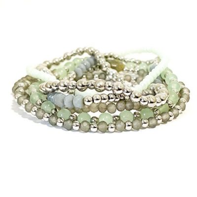 silver groen stack armbanden