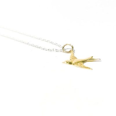 gold bird ketting silver